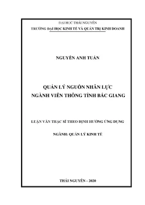 Luận văn thạc sĩ quản lý nguồn nhân lực ngành viễn thông tỉnh bắc giang