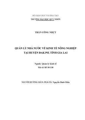 Luận văn thạc sĩ quản lý nhà nước về kinh tế nông nghiệp tại huyện đăk pơ tỉnh gia lai