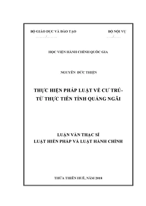 Luận văn thạc sĩ thực hiện pháp luật về cư trú từ thực tiễn tỉnh quảng ngãi