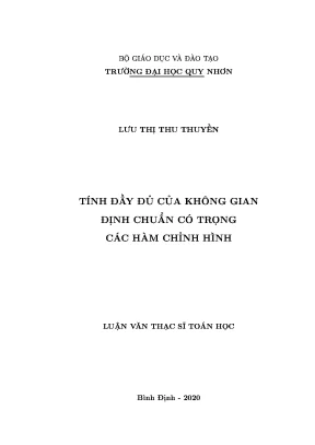 Luận văn thạc sĩ tính đầy đủ của không gian định chuẩn có trọng các hàm chỉnh hình