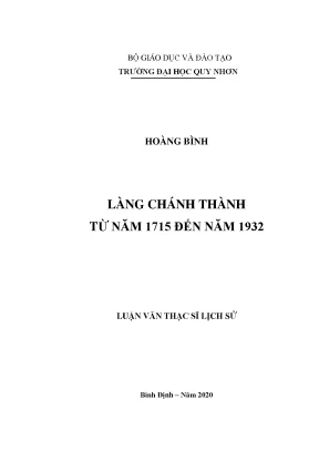 Luận văn thạc sĩ làng chánh thành từ năm 1715 đến năm 1932