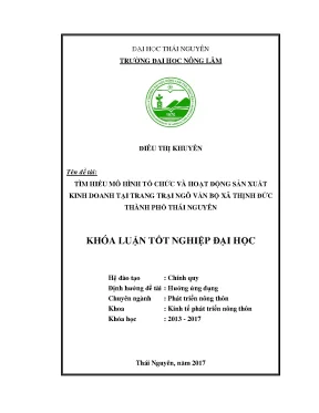 Luận văn tìm hiểu mô hình tổ chức và hoạt động sản xuất kinh doanh tại trang trại ngô văn bộ xã thịnh đức thành phố thái nguyên