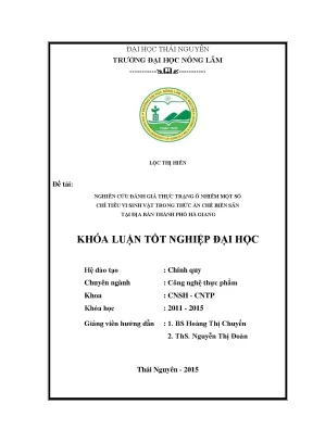 Luận văn thạc sĩ nghiên cứu đánh giá thực trạng ô nhiễm một số chỉ tiêu vi sinh vật trong thức ăn chế biến sẵn tại địa bàn thành phố hà giang