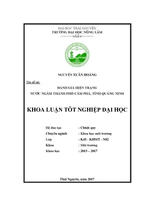 Luận văn đánh giá hiện trạng nước ngầm thành phố cẩm phả tỉnh quảng ninh