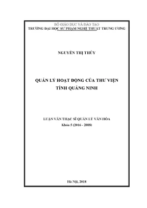 Luận văn thạc sĩ quản lý hoạt động của thư viện tỉnh quảng ninh