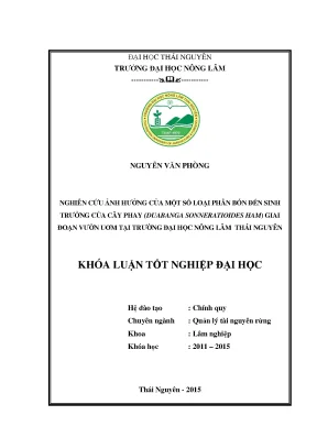 Luận văn thạc sĩ nghiên cứu ảnh hưởng của phân bón đến sinh trưởng của cây phay duabanga sonneratioides ham giai đoạn vườn ươm tại trường đại học nông lâm thái nguyên