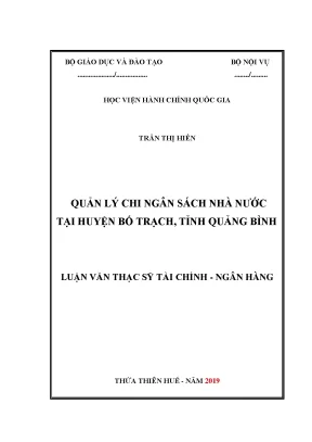 Luận văn thạc sĩ quản lý chi ngân sách nhà nước tại huyện bố trạch tỉnh quảng bình
