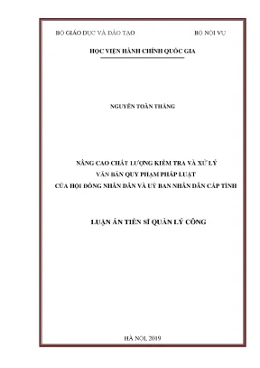 Luận văn thạc sĩ nâng cao chất lượng kiểm tra và xử lý văn bản quy phạm pháp luật của hđnd và ubnd cấp tỉnh