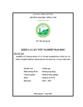 Luận văn nghiên cứu hoạt động của cán bộ marketing công ty cp nông nghiệp thông minh fecon tại khu dự án đan phượng
