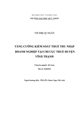 Luận văn thạc sĩ tăng cường kiểm soát thuế thu nhập doanh nghiệp tại chi cục thuế huyện vĩnh thạnh