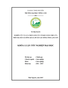 Luận văn thạc sĩ nghiên cứu và lựa chọn loài cây có khả năng chịu lửa trên địa bàn xã đông quan huyện lộc bình tỉnh lạng sơn