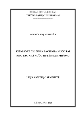 Luận văn thạc sĩ kiểm soát chi ngân sách nhà nước tại kho bạc nhà nước huyện đan phượng