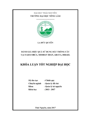 Luận văn đánh giá hiệu quả sử dụng đất trồng cây tại farm orca moshav idan arava israel