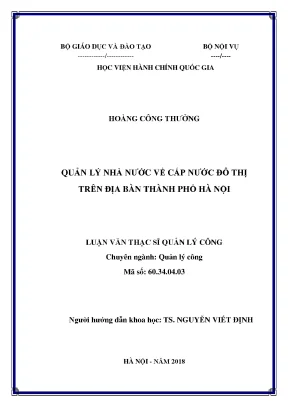 Luận văn thạc sĩ quản lý nhà nước về cấp nước đô thị trên địa bàn thành phố hà nội