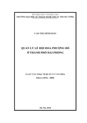 Luận văn thạc sĩ quản lý lễ hội hoa phượng đỏ ở thành phố hải phòng
