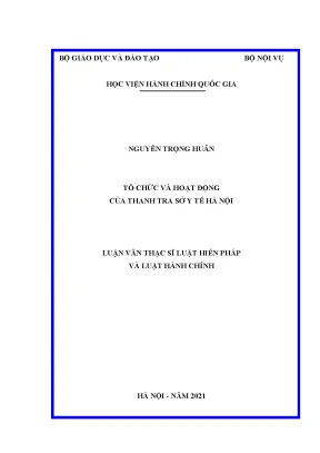 Luận văn thạc sĩ tổ chức và hoạt động của thanh tra sở y tế hà nội
