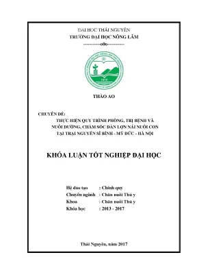 Luận văn thực hiện quy trình phòng trị bệnh và nuôi dưỡng chăm sóc đàn lợn nái nuôi con tại trại lợn nguyễn sĩ bình mỹ đức hà nội