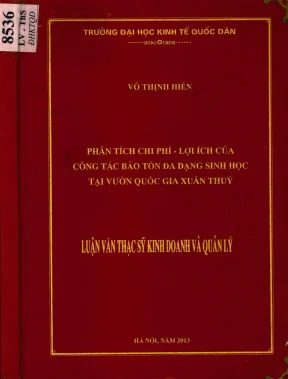 Luận văn phân tích chi phí lợi ích của công tác bảo tồn đa dạng sinh học tại vườn quốc gia xuân thuỷ
