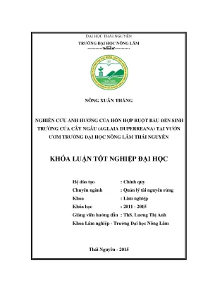 Luận văn thạc sĩ nghiên cứu ảnh hưởng của hỗn hợp ruột bầu đến sinh trưởng của cây ngâu aglaia duperreana tại vườn ươm trường đại học nông lâm thái nguyên