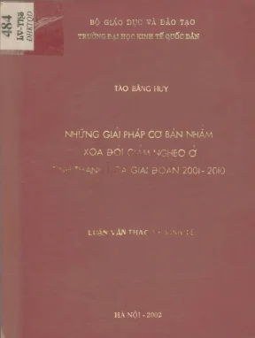 Luận văn những giải pháp cơ bản nhằm xoá đói giảm nghèo ở tỉnh thanh hoá giai đoạn 2001 2010