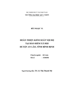 Luận văn thạc sĩ hoàn thiện kiểm soát nội bộ tại bảo hiểm xã hội huyện an lão tỉnh bình định