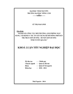 Luận văn thạc sĩ đánh giá công tác bồi thường gpmb tái định cư dự án xây dựng kè bờ sông phó đáy thị trấn sơn dương huyện sơn dương tỉnh tuyên quang