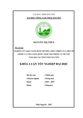 Luận văn nghiên cứu khả năng sinh trưởng phát triển của một số giống cà chua hàn quốc nhập nội trong vụ hè thu 2016 tại tỉnh thái nguyên