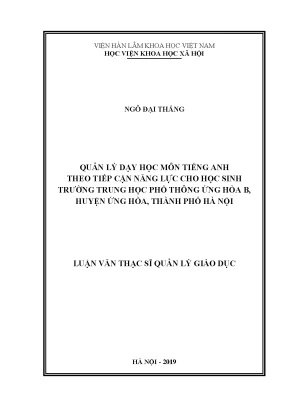 Luận văn thạc sĩ quản lý dạy học môn tiếng anh theo tiếp cận năng lực cho học sinh trường trung học phổ thông ứng hòa b huyện ứng hòa thành phố hà nội