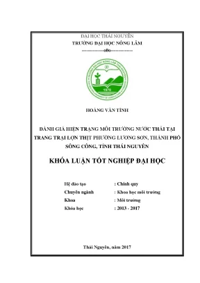 Luận văn đánh giá hiện trạng môi trường nước thải tại trang trại lợn thịt phường lương sơn thành phố sông công tỉnh thái nguyên