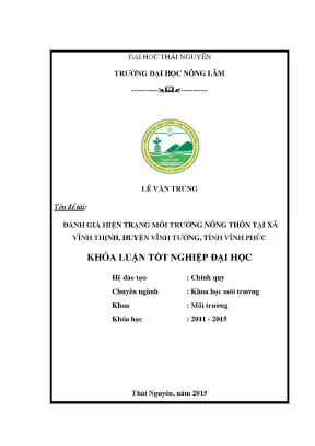 Luận văn thạc sĩ đánh giá hiện trạng môi trường nông thôn tại xã vĩnh thịnh huyện vĩnh tường tỉnh vĩnh phúc