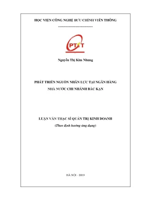 Luận văn thạc sĩ phát triển nguồn nhân lực tại ngân hàng nhà nước chi nhánh bắc kạn