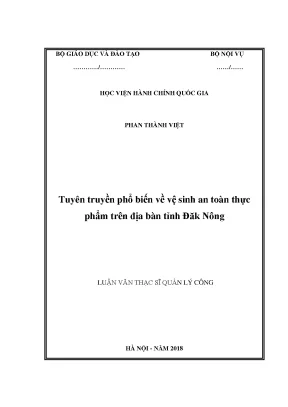 Luận văn thạc sĩ tuyên truyền phổ biến về vệ sinh an toàn thực phẩm trên địa bàn tỉnh đắk nông