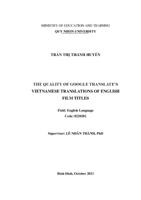 Luận văn thạc sĩ the quality of google translates vietnamese translations of english film titles