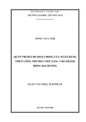 Luận văn thạc sĩ quản trị rủi ro hoạt động của ngân hàng tmcp công thương việt nam chi nhánh đông hải dương