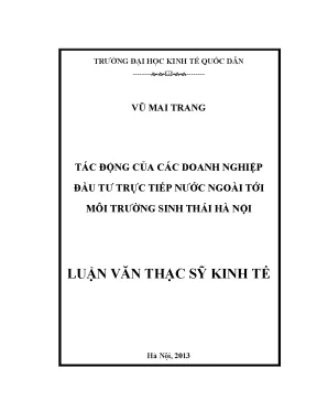 Luận văn tác động của các doanh nghiệp đầu tư trực tiếp nước ngoài tới môi trường sinh thái hà nội