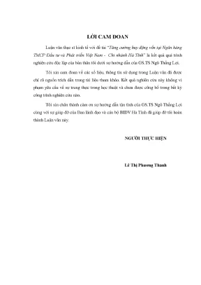 Luận văn tăng cường huy động vốn tại ngân hàng tmcp đầu tư và phát triển việt nam chi nhánh hà tĩnh