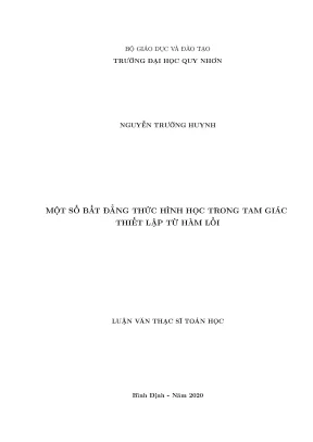 Luận văn thạc sĩ một số bất đẳng thức hình học trong tam giác thiết lập từ hàm lồi