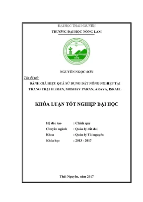 Luận văn đánh giá hiệu quả sử dụng đất nông nghiệp tại trang trại eliran moshav paran arava israel