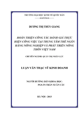 Luận văn hoàn thiện công tác đánh giá thực hiện tại trung tâm thẻ ngân hàng nông nghiệp và phát triển nông thông việt nam