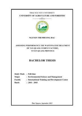 Luận văn thạc sĩ assessing performance the wastewater treatment of tan quang cement factory tuyen quang province