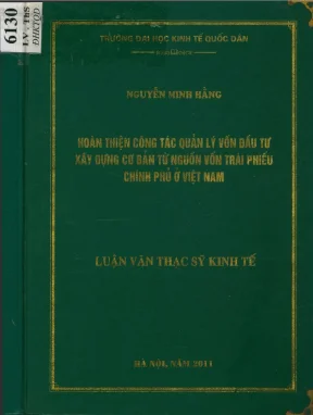 Luận văn hoàn thiện công tác quản lý vốn đầu tư xây dựng cơ bản từ nguồn vốn trái phiếu chính phủ ở việt nam