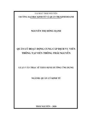 Luận văn thạc sĩ quản lý hoạt động cung cấp dịch vụ viễn thông tại viễn thông thái
