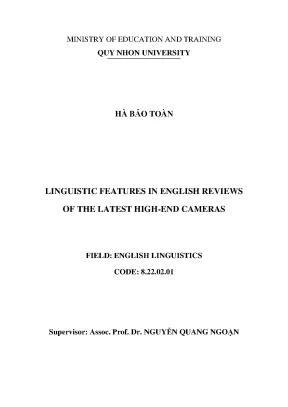 Luận văn thạc sĩ linguistic features in english reviews of the latest high end cameras