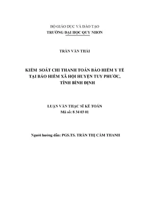 Luận văn thạc sĩ kiểm soát chi thanh toán bảo hiểm y tế tại bảo hiểm xã hội huyện tuy phước tỉnh bình định