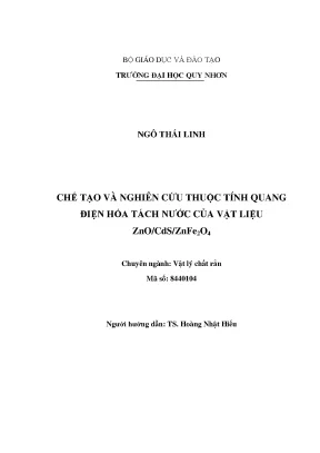 Luận văn thạc sĩ chế tạo và nghiên cứu thuộc tính quang điện hóa tách nước của vật liệu zno znfe2o4