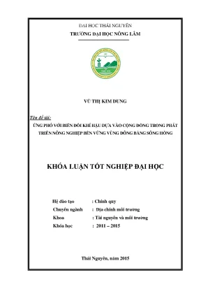 Luận văn thạc sĩ ứng phó biến đổi khí hậu dựa vào cộng đồng trong phát triển nông nghiệp bền vững vùng đồng bằng sông hồng