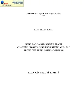 Luận văn nâng cao năng lực cạnh tranh của tổng công ty cảng hàng không miền bắc trong quá trình hội nhập quốc tế