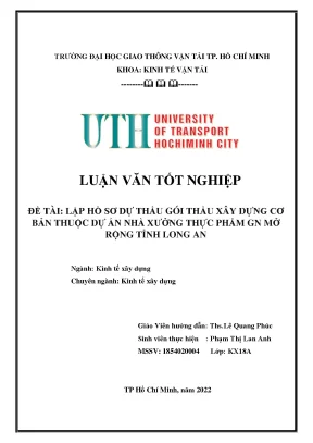 Luận văn tốt nghiệp kinh tế xây dựng lập hồ sơ dự thầu gói thầu xây dựng cơ bản thuộc dự án nhà xưởng thực phẩm gn mở rộng tỉnh long an