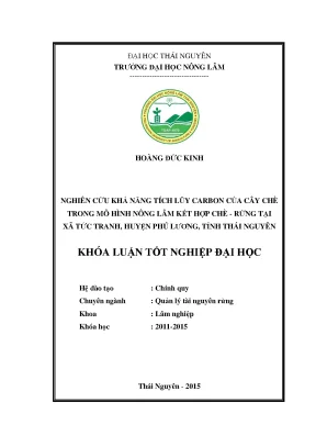 Luận văn thạc sĩ nghiên cứu khả năng tích lũy carbon của cây chè trong mô hình nông lâm kết hợp chè rừng tại xã tức tranh huyện phú lương tỉnh thái nguyên