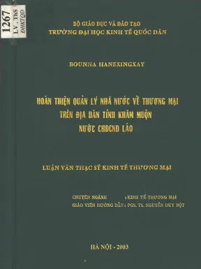 Luận văn hoàn thiện quản lý nhà nước về thương mại trên địa bàn tỉnh khăm muộn nước cộng hoà dân chủ nhân dân lào